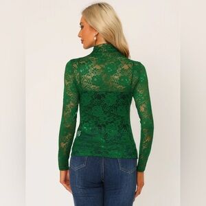 Sheer Emerald Lace Top